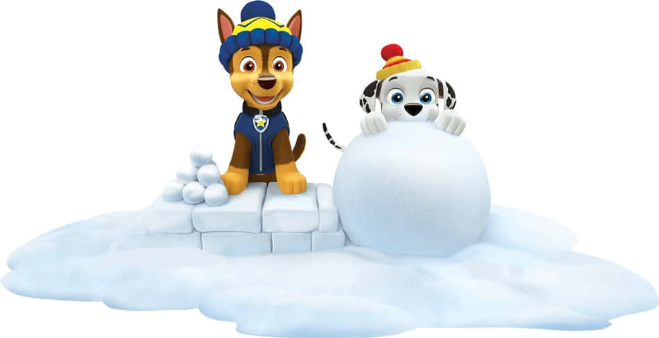 Chase Paw Patrol And Marshall On Snow Wallpaper