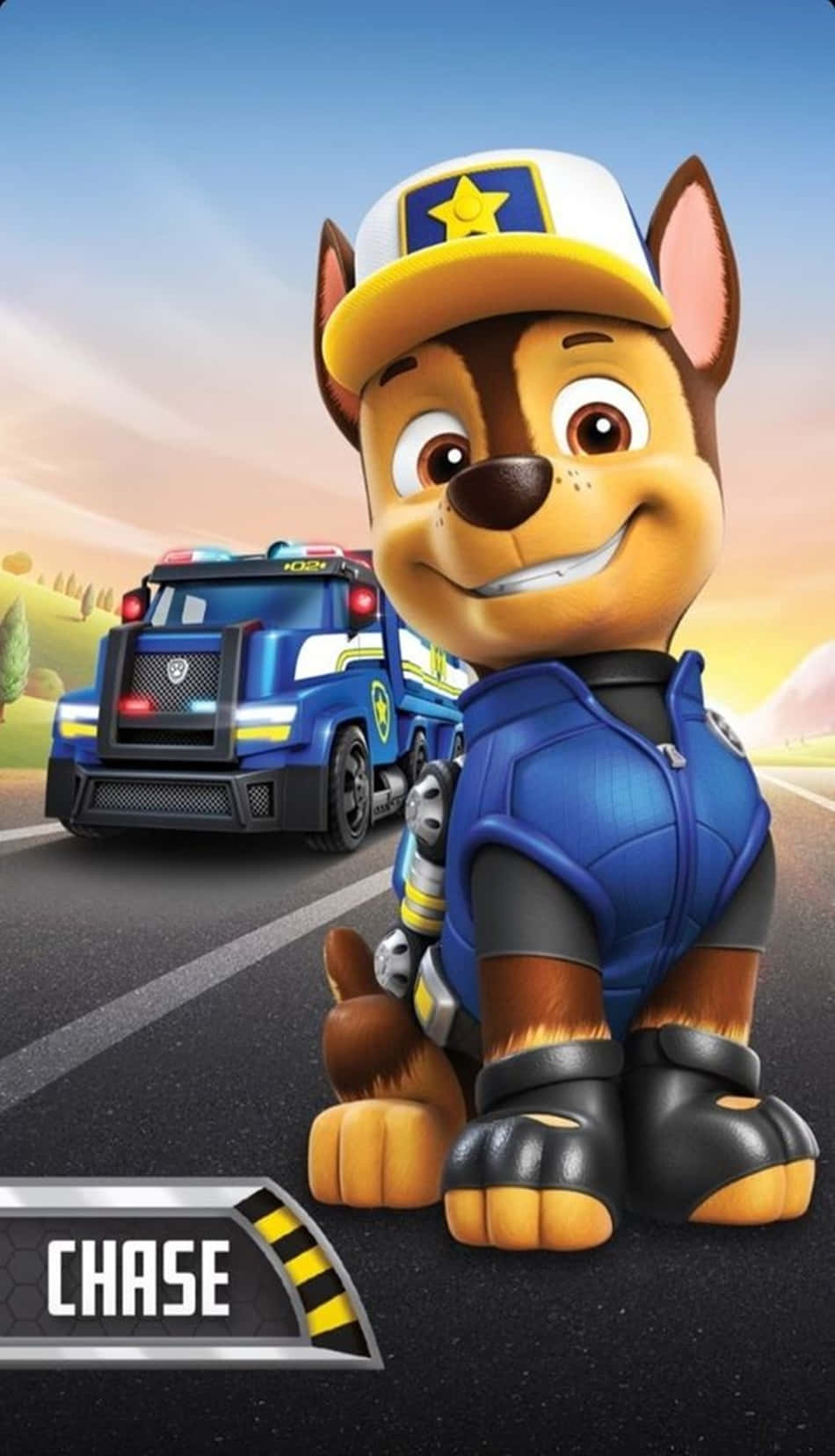 Chase Paw Patrol With Police Truck Wallpaper