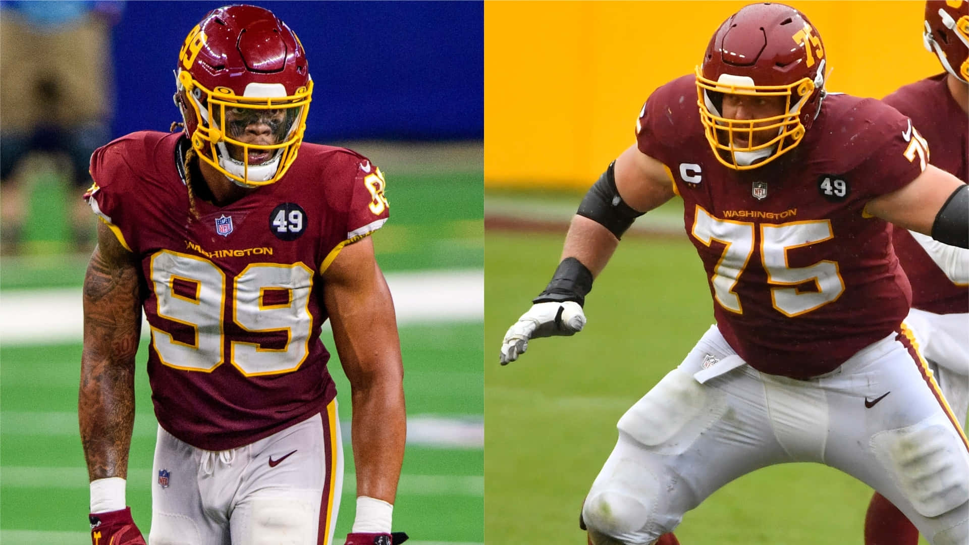 Chase Young And Brandon Scherff Collage Wallpaper