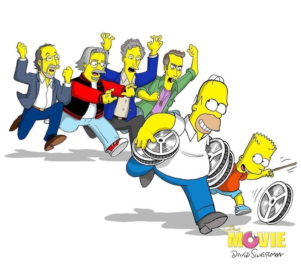 Jagt Homer og Bart The Simpsons Movie Logo Tapet. Wallpaper