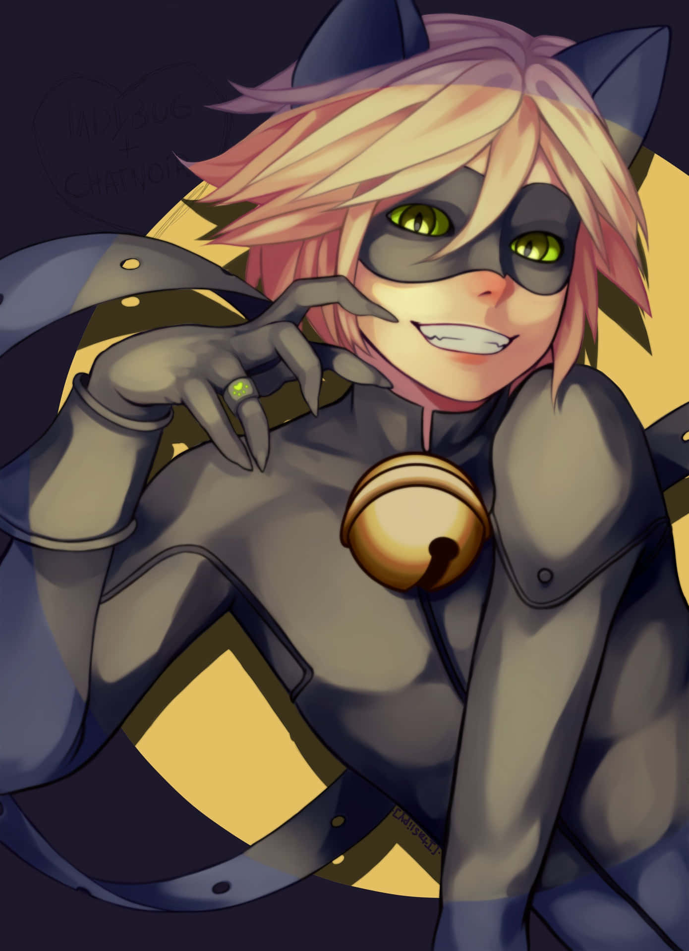 "Be curious and secretly explore the darkness with Chat Noir." Wallpaper