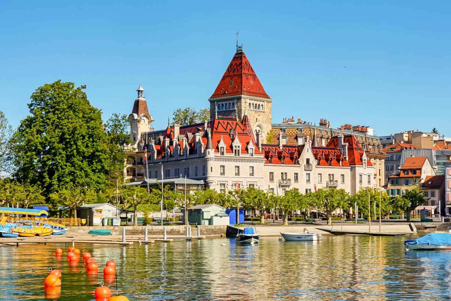 Chateau Ouchy Lausanne Switzerland Wallpaper