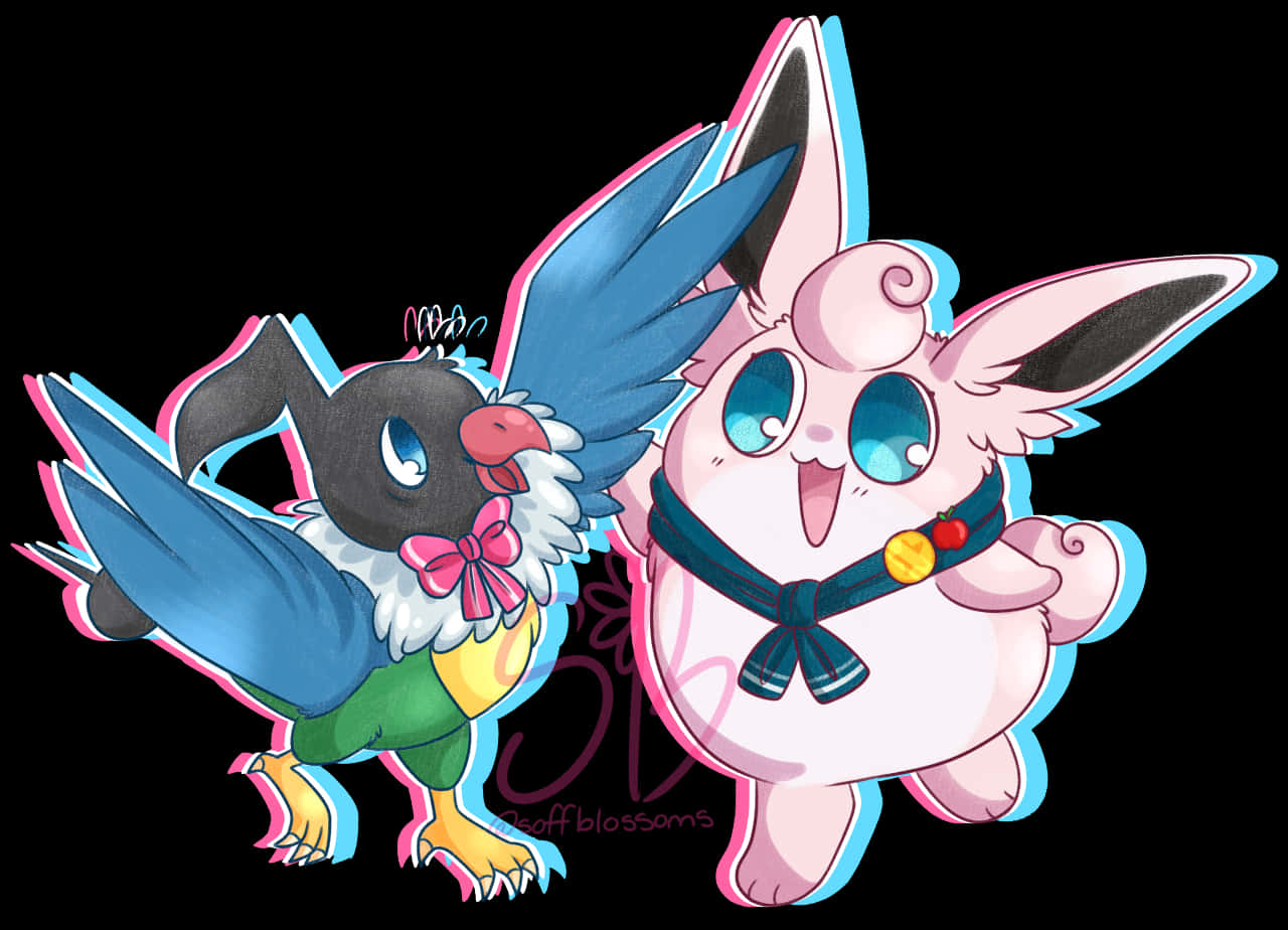 Chatot And Wigglytuff Wallpaper