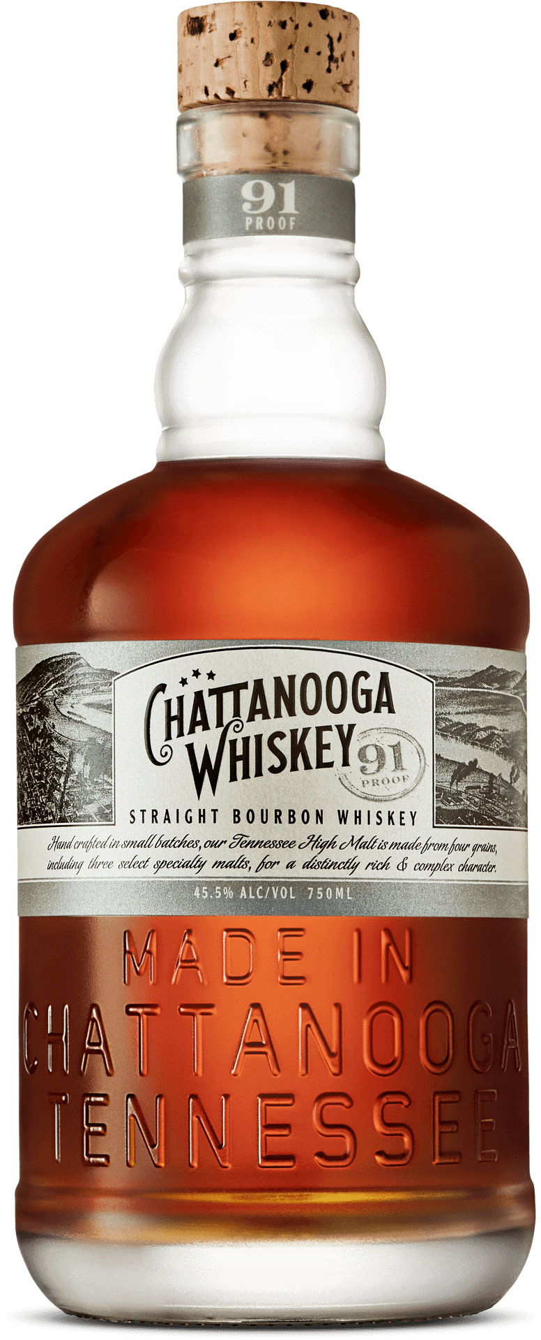 Chattanooga Whiskey Bottle91 Proof PNG