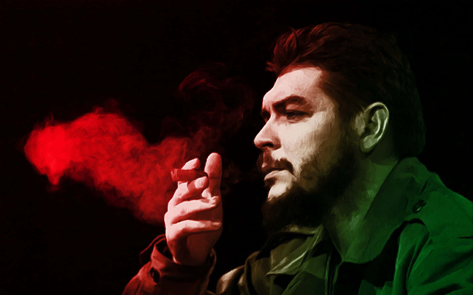 Che Guevara Smoking Artistic Portrait Wallpaper