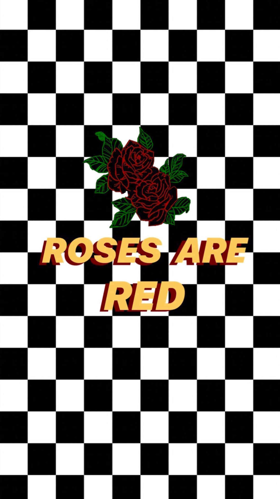 Checkerboard Roses Are Red Wallpaper