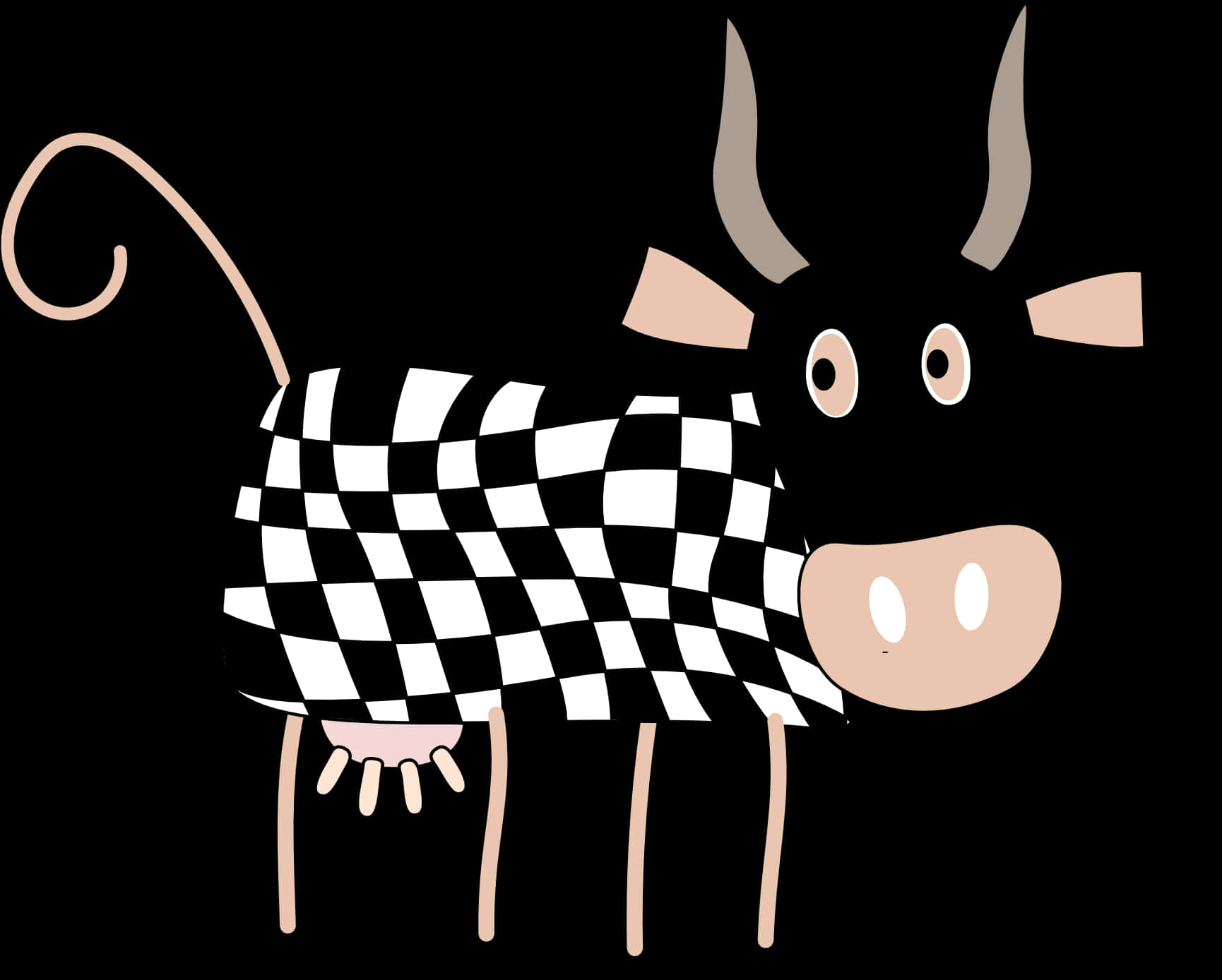 Checkered Cow Illustration PNG