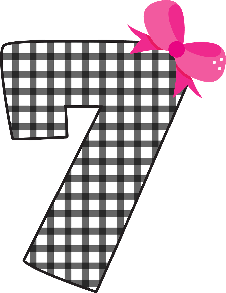 Checkered Number7with Pink Bow PNG