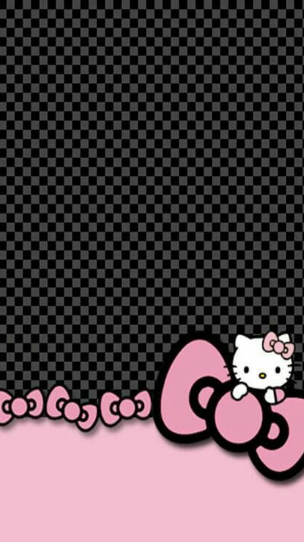 Checkered Pattern Black Hello Kitty Wallpaper