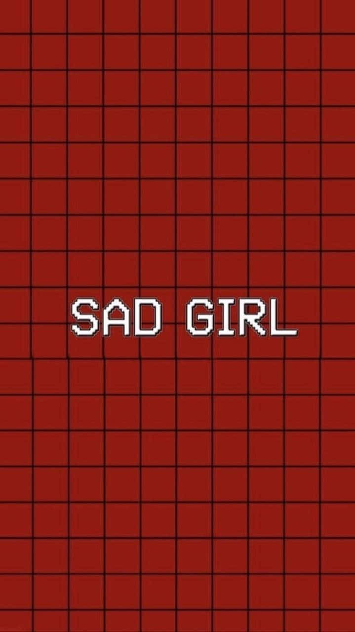 Checkered Sad Girl Text Wallpaper