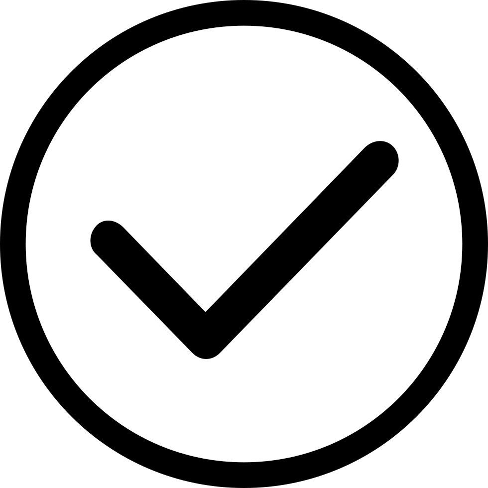 Checkmark Icon Black Background PNG — A bold black checkmark inside a circle on a white background minimalist confirmation symbol.
