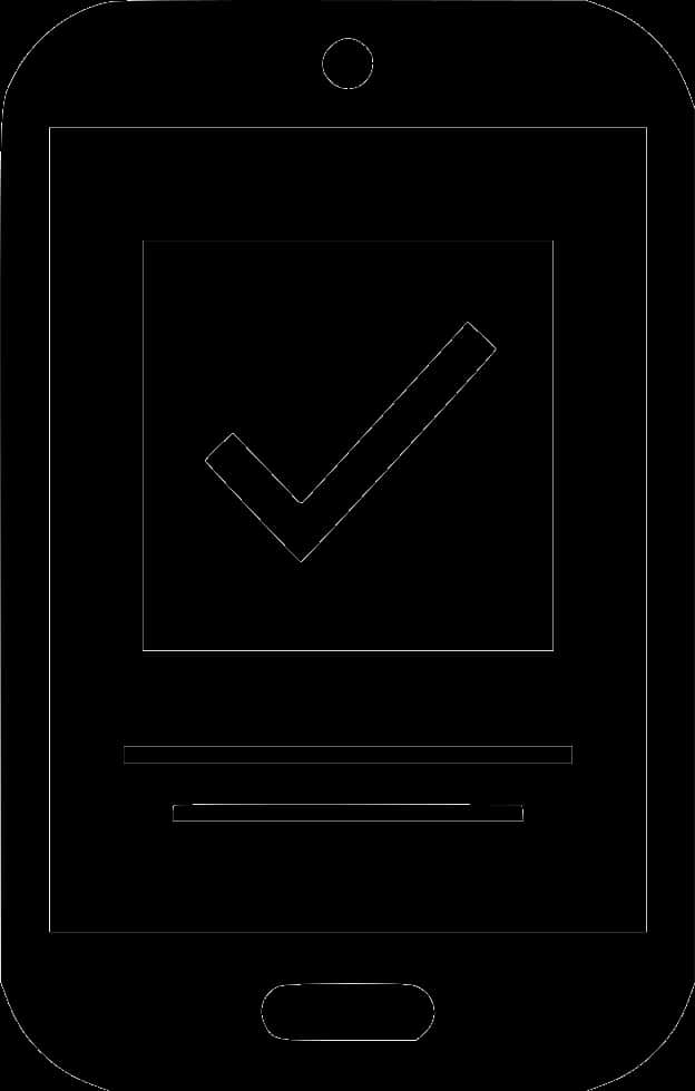 Checkmark_on_ Smartphone_ Screen_ Outline PNG