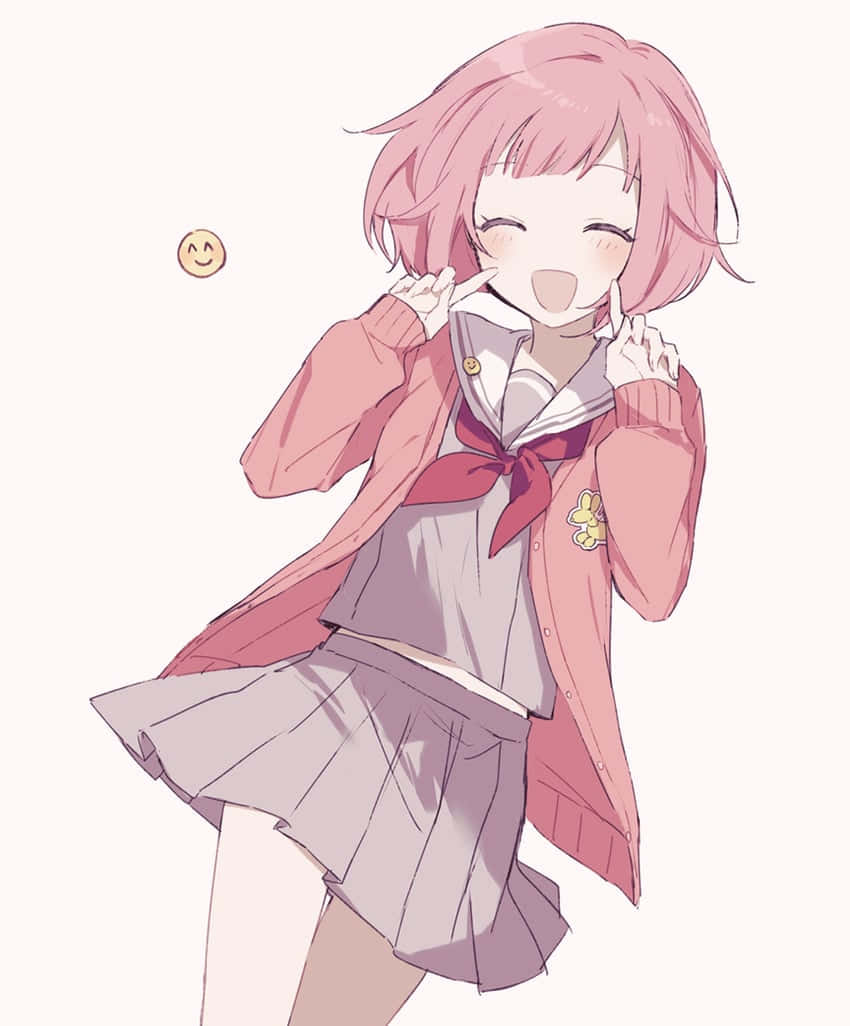 Cheerful_ Anime_ Girl_ Smiling Wallpaper