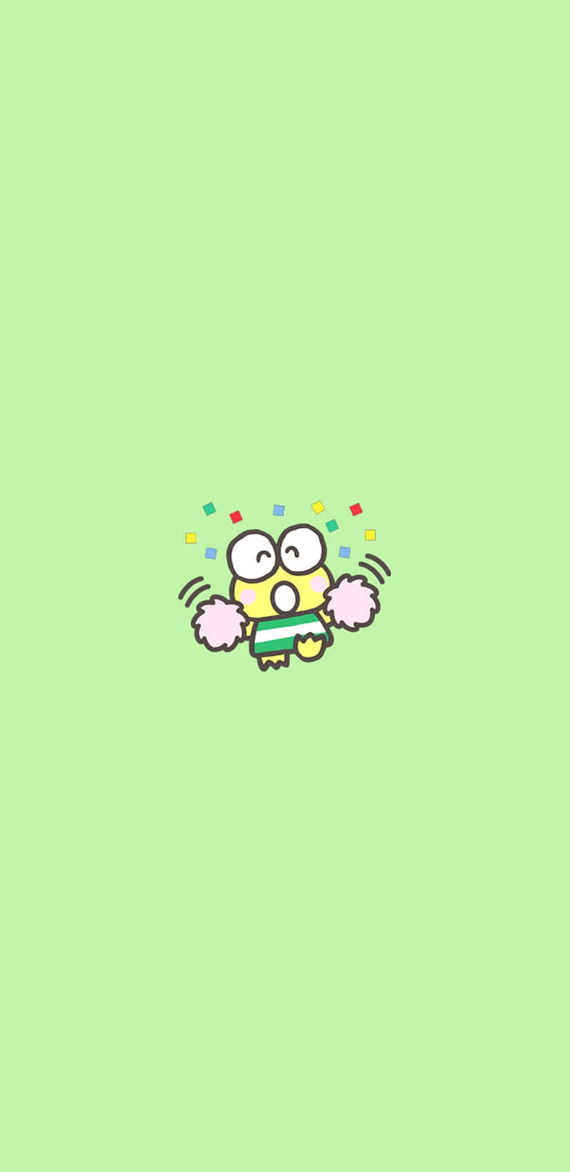 Cheerful Cartoon Character Green Background Wallpaper
