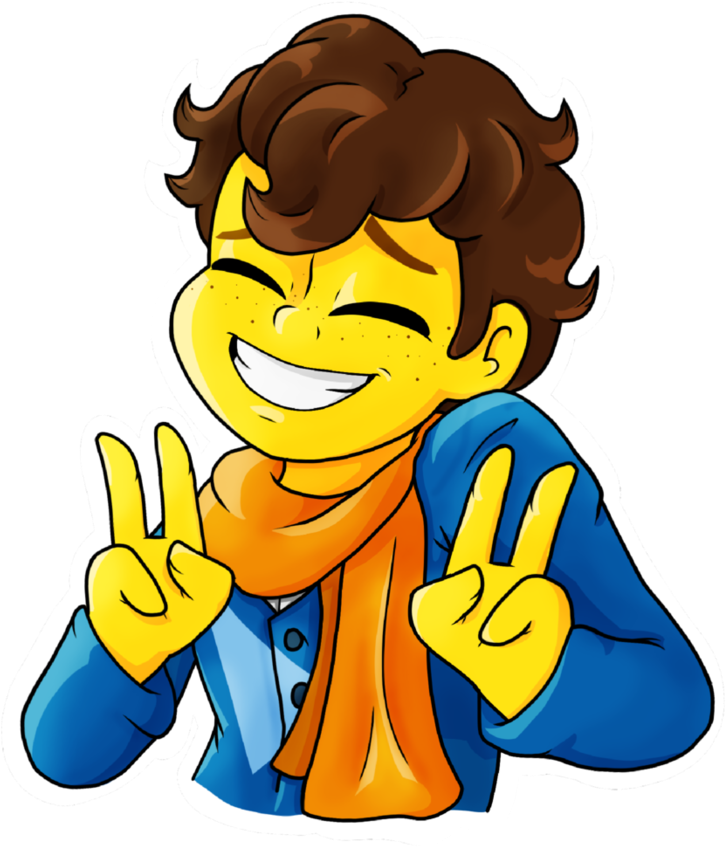 Cheerful Cartoon Character Peace Sign PNG