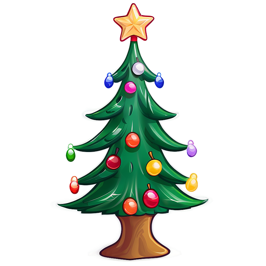 Cheerful Cartoon Christmas Tree Png 27 PNG