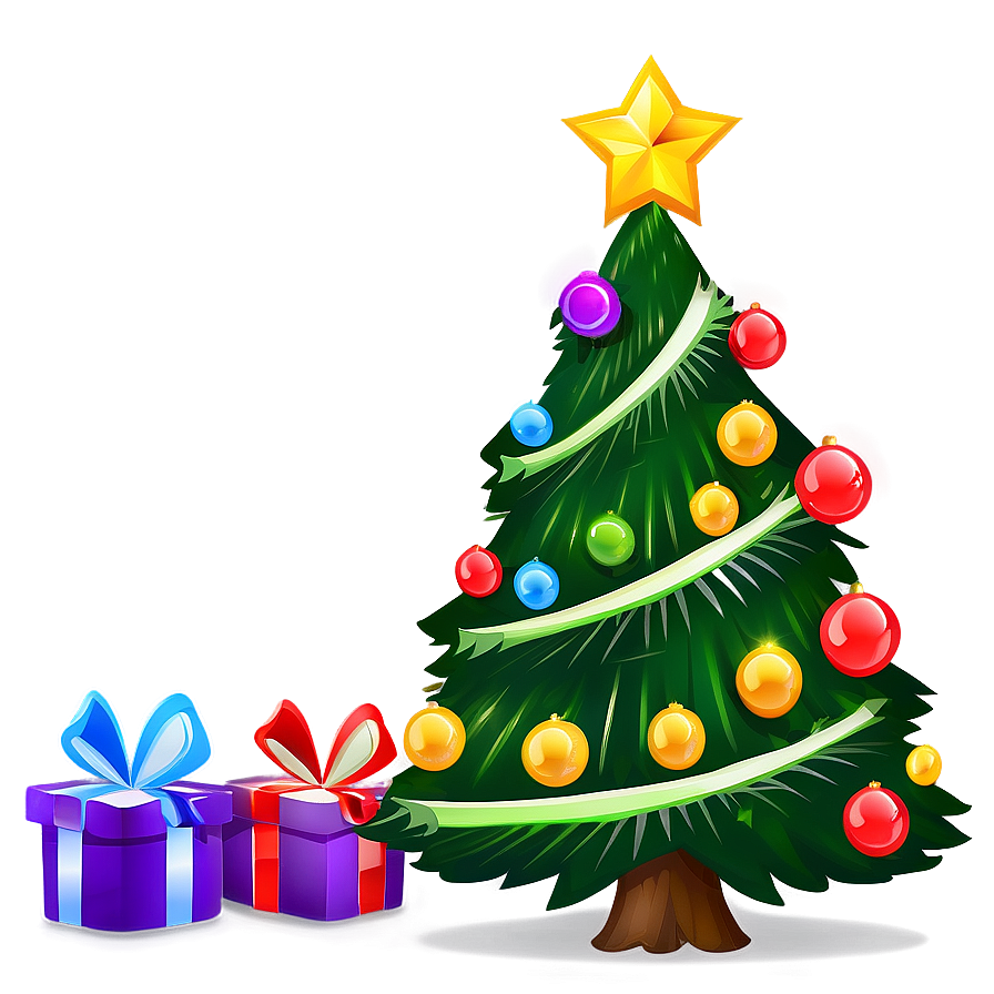 Cheerful Cartoon Christmas Tree Png Qku PNG