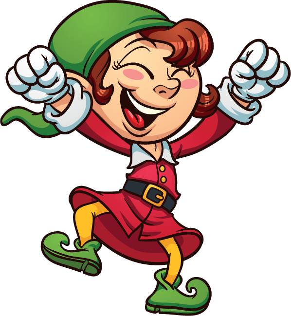 Cheerful Cartoon Elf PNG