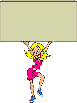 Cheerful Cartoon Girl Jumping PNG