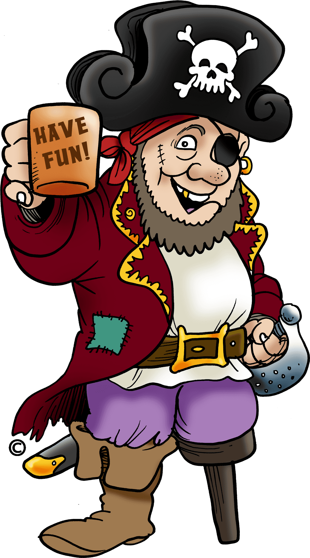 Cheerful Cartoon Pirate Having Fun PNG