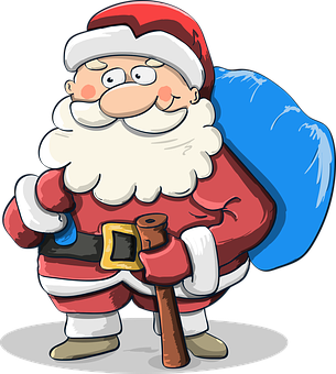 Cheerful Cartoon Santa Clauswith Sack PNG