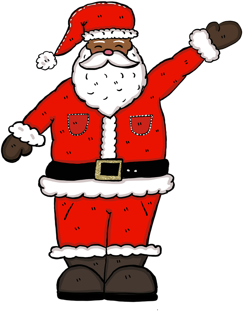 Cheerful Cartoon Santa Waving PNG