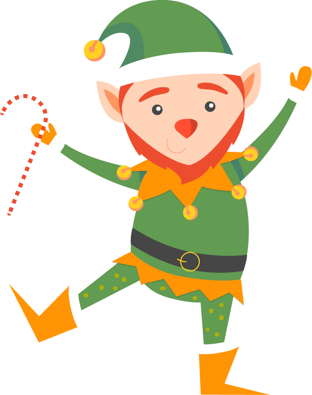 Cheerful Christmas Elf Cartoon PNG