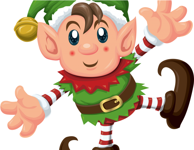 Cheerful Christmas Elf Cartoon PNG