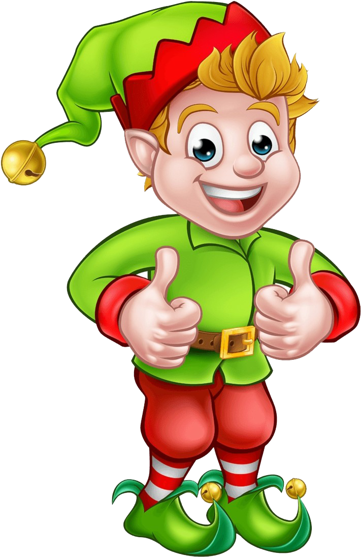 Cheerful Christmas Elf Thumbs Up PNG
