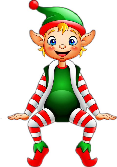 Cheerful Christmas Elf PNG