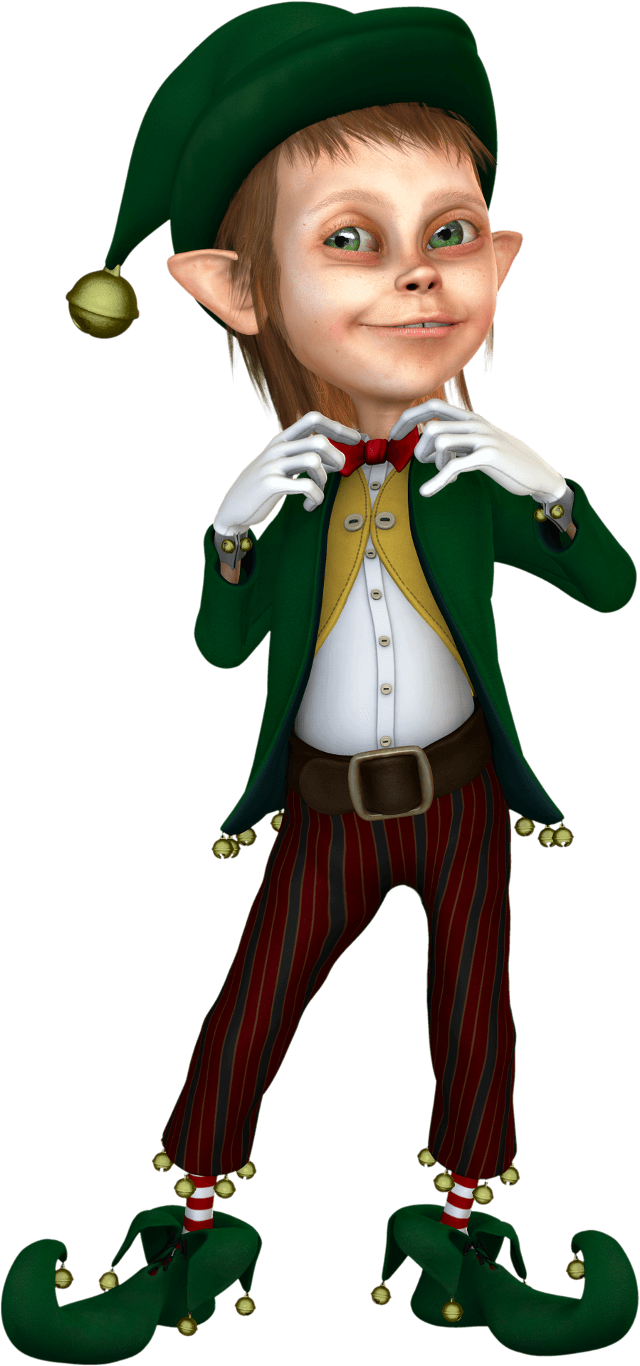 Cheerful Elf Character PNG