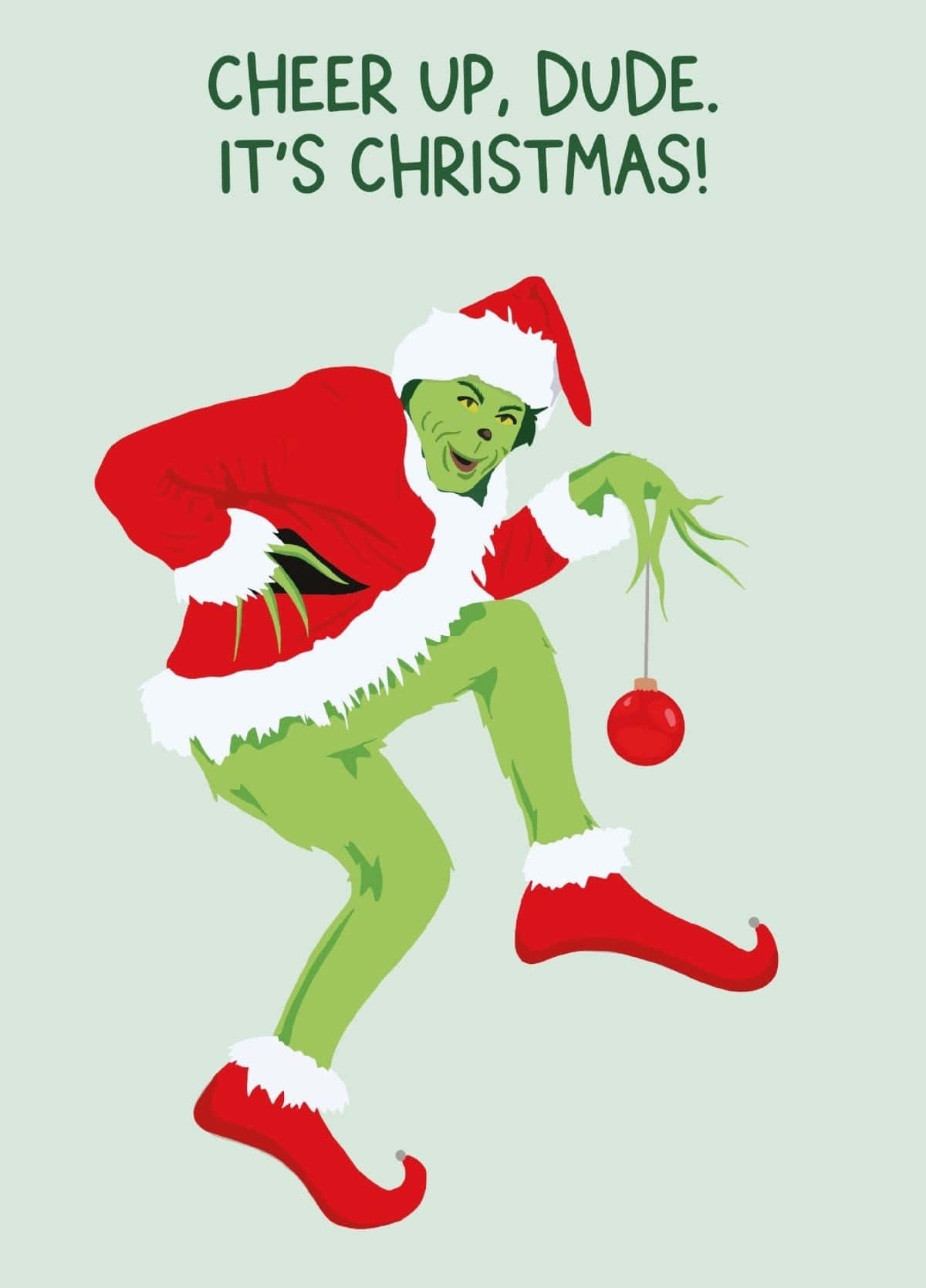 Cheerful Grinch Christmas Greeting Wallpaper