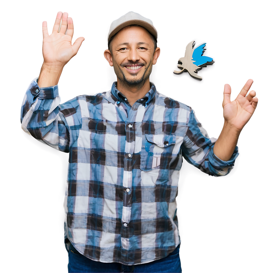 Cheerful Hobo Waving Png 06242024 PNG