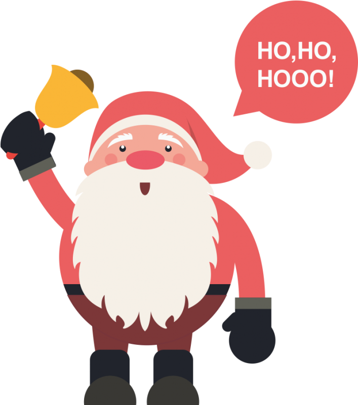 Cheerful Santa Claus Bell Ringing PNG