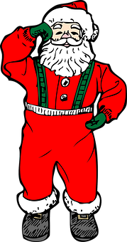 Cheerful Santa Claus Saluting PNG