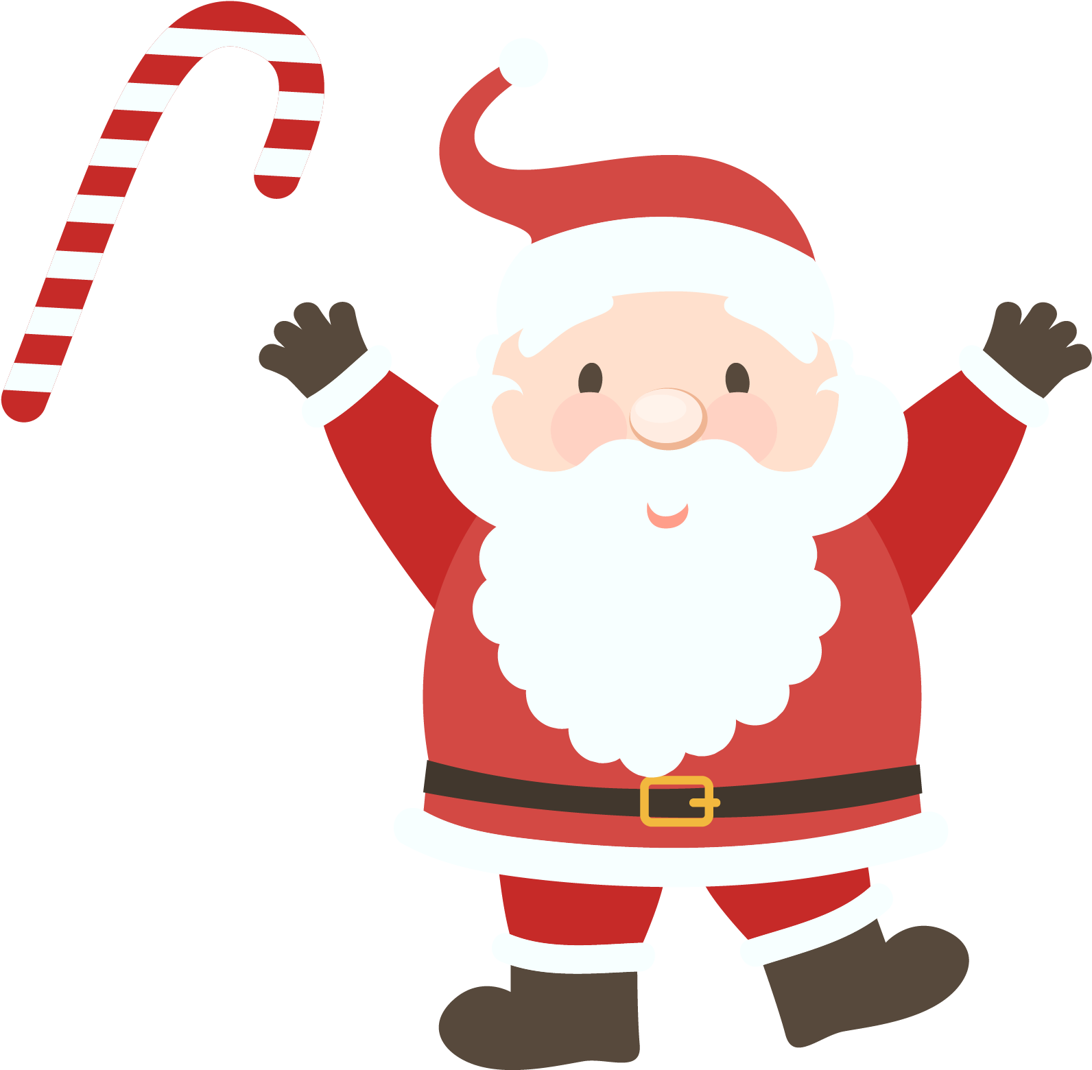 Cheerful Santa Clauswith Candy Cane PNG