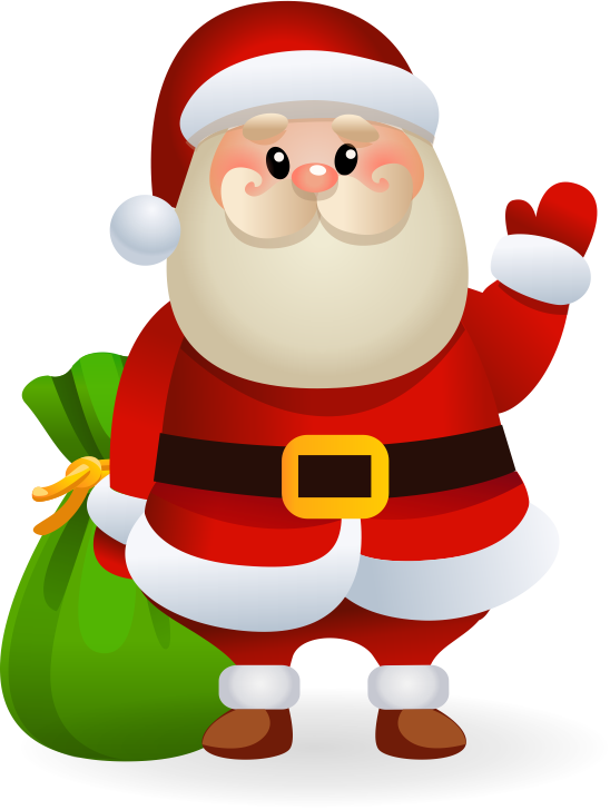 Cheerful Santa Clauswith Gift Bag PNG
