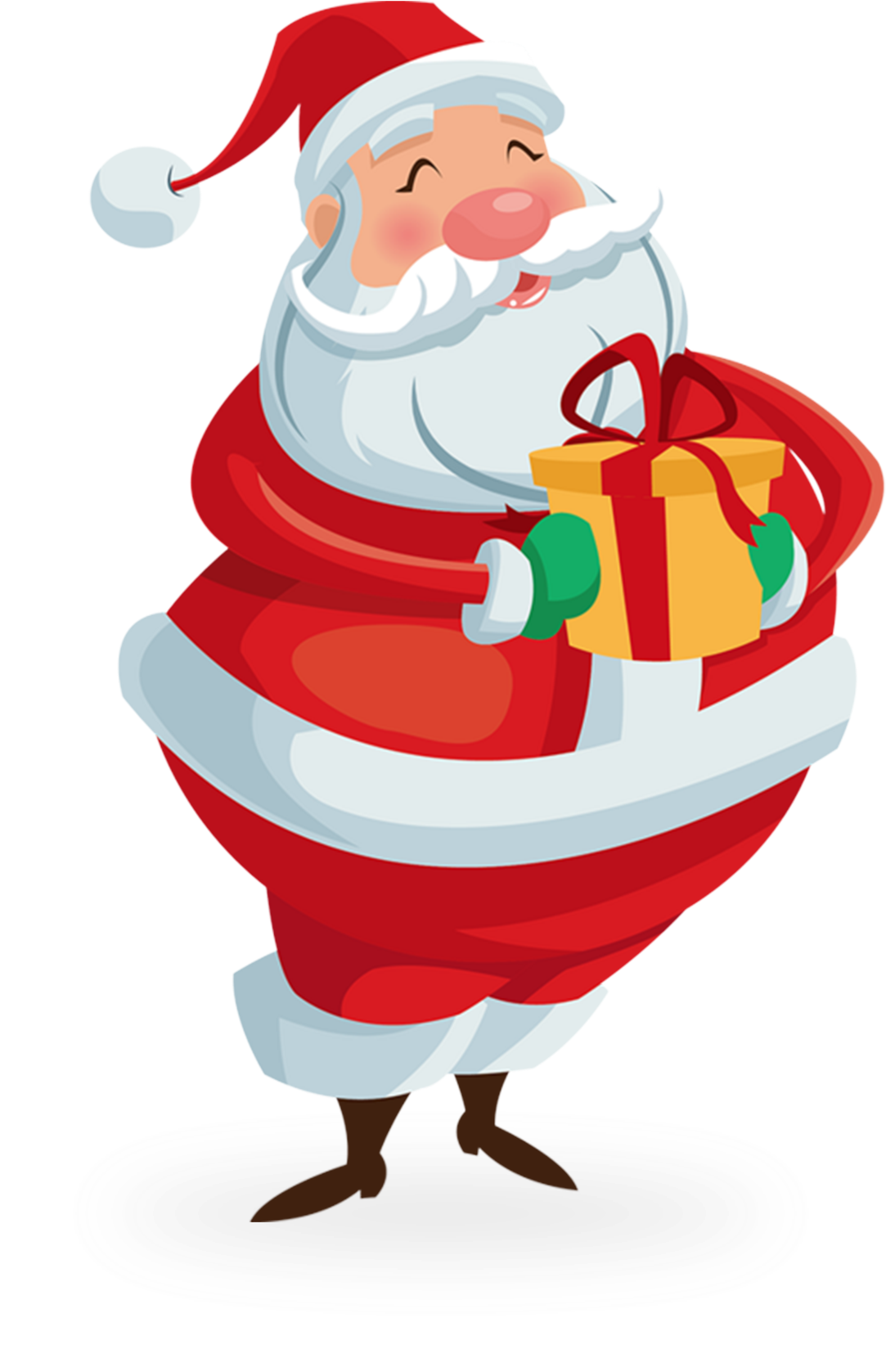 Cheerful Santa Clauswith Gift Illustration PNG
