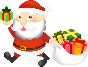 Cheerful Santa Clauswith Gifts PNG