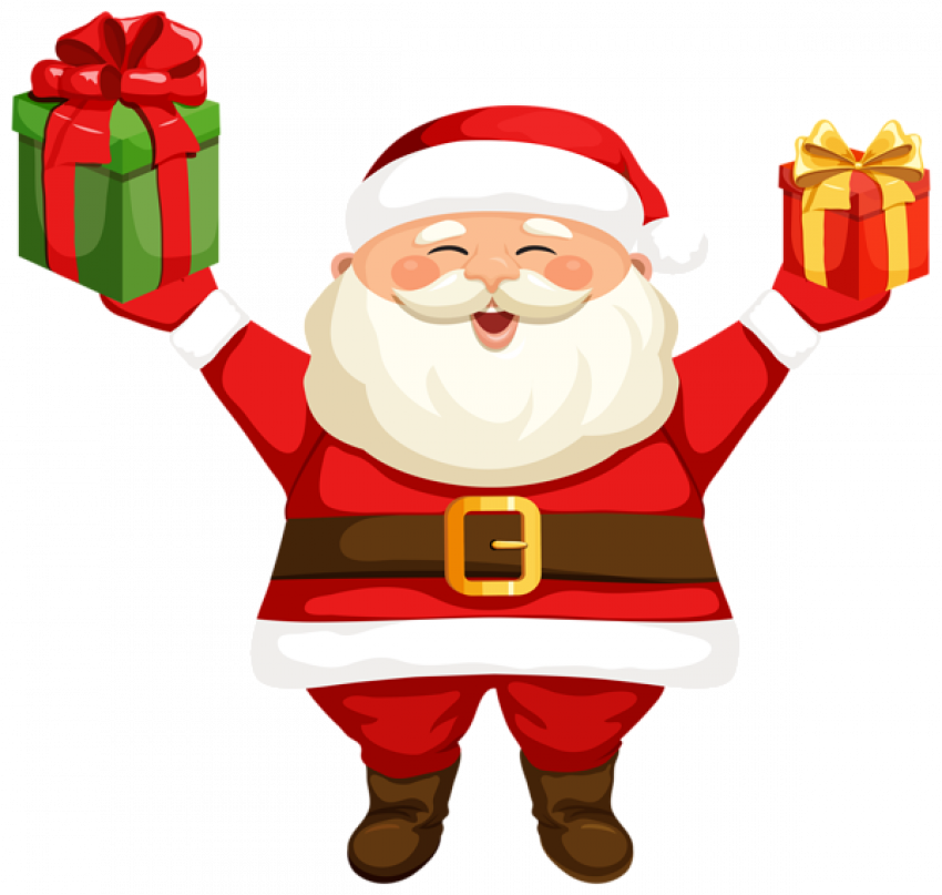 Cheerful Santa Clauswith Gifts PNG
