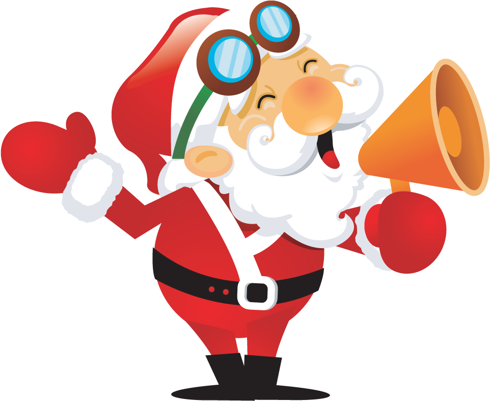 Cheerful Santa Clauswith Megaphone PNG