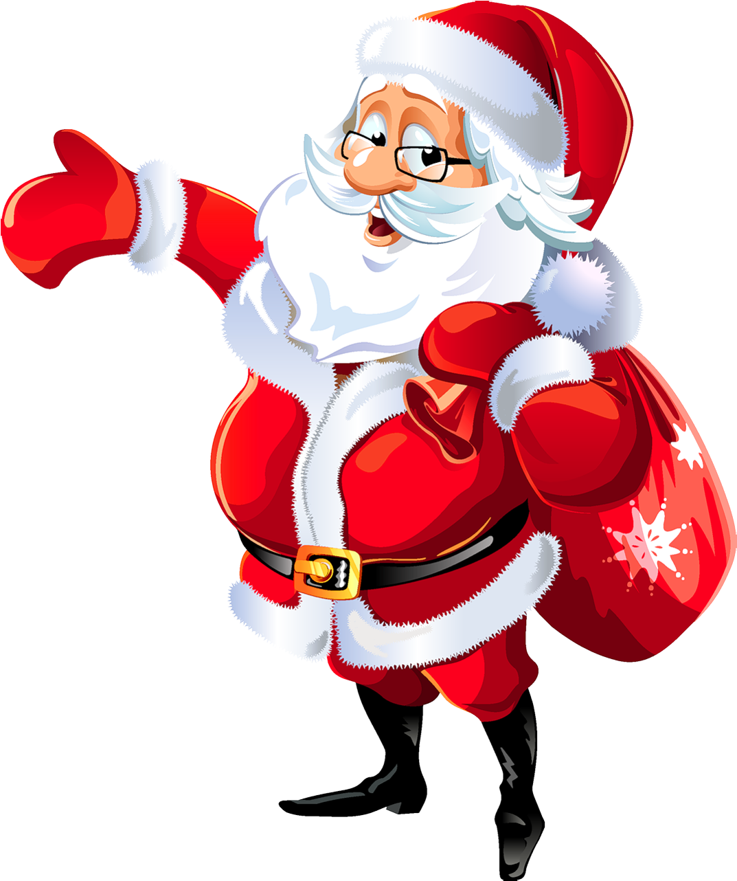 Cheerful Santa Clauswith Sack Illustration PNG