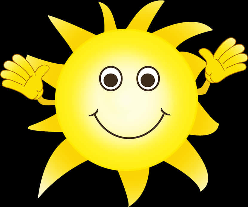 Cheerful Smiling Sun Cartoon PNG