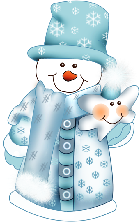 Cheerful Snowman Blue Winter Attire PNG