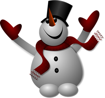 Cheerful Snowman Cartoon PNG