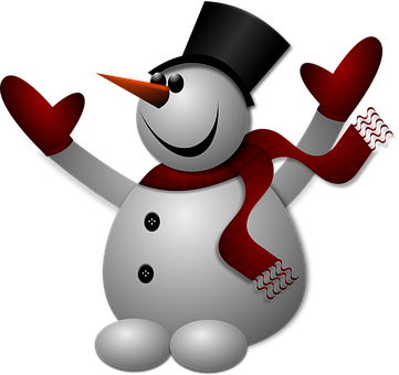 Cheerful Snowman Cartoon PNG