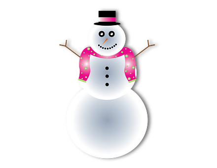 Cheerful Snowman Illustration PNG
