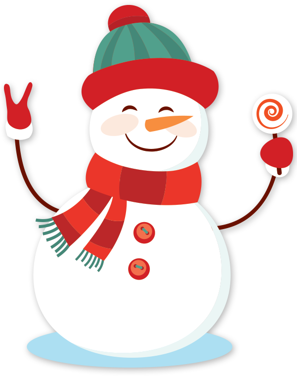 Cheerful Snowman Peace Sign Candy Cane PNG