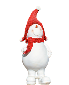 Cheerful Snowman Red Hat Scarf PNG