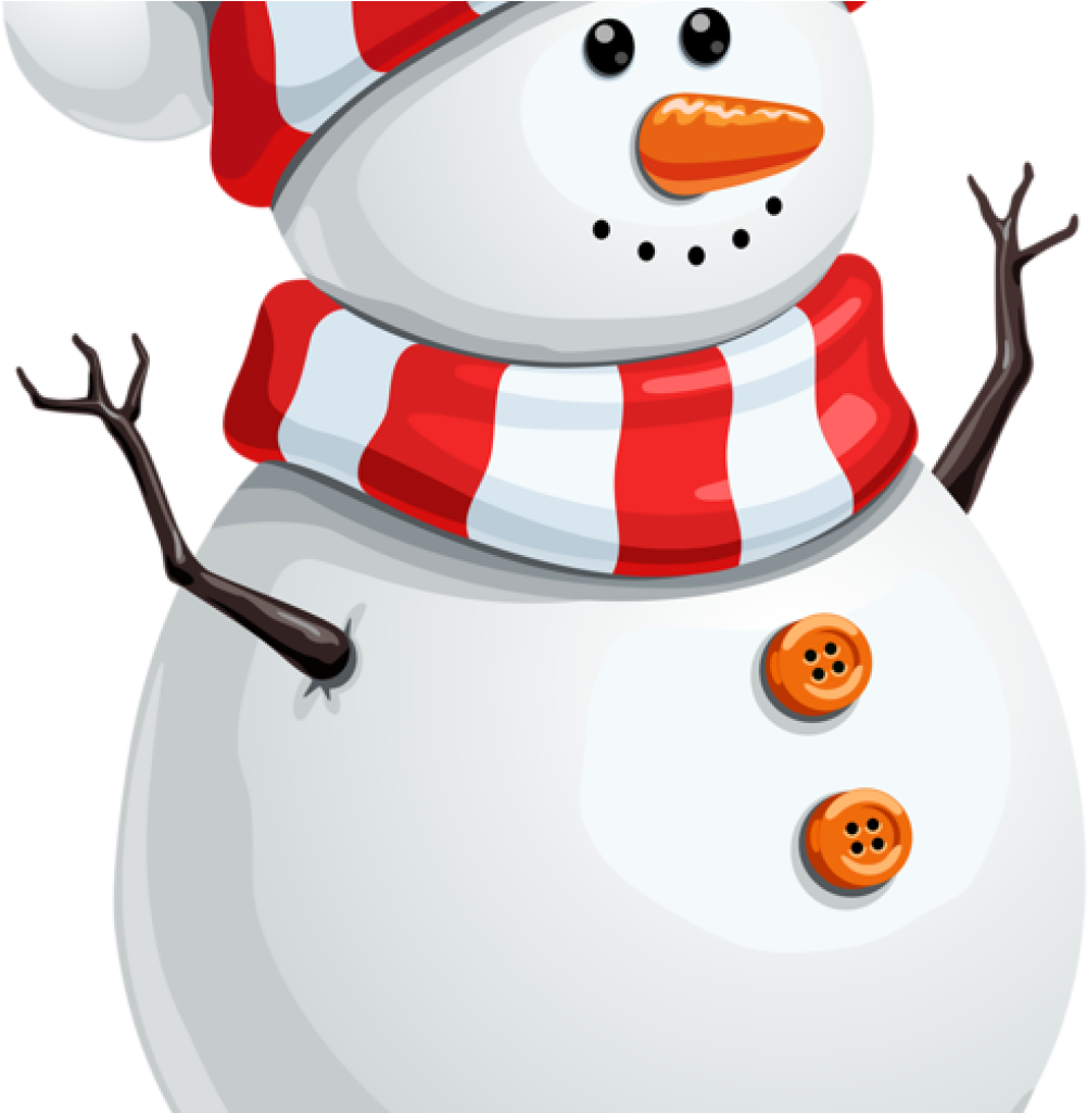 Cheerful Snowman Red Scarf Clipart PNG